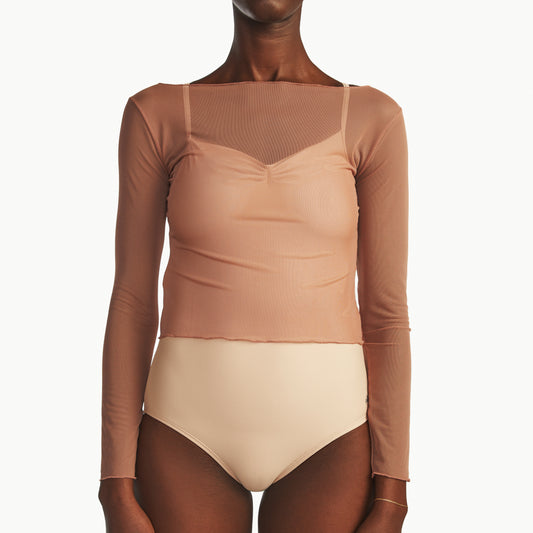 LONG SLEEVE MESH TOP